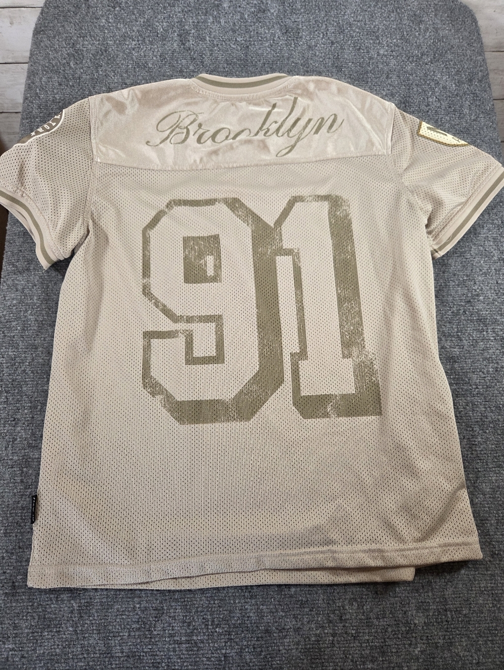 Brooklyn NY 1991 Jersey Shirt Mens Medium Beige Mesh‎ NYC Athletics Streetwear - Picture 10 of 10